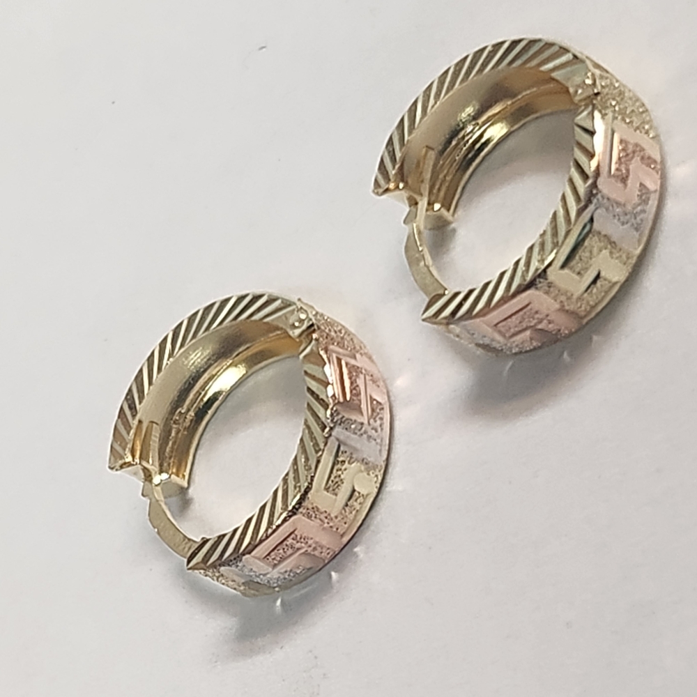 Elegant 14k Tri Color Gold Hoop Earrings